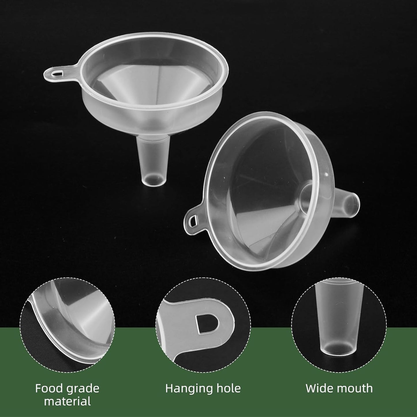 8PCS Mini Clear Funnels for Filling Bottle, Kitchen Small Funnel/Plastic Funnel for Filling Water, Mini Funneling for Science Lab Bottle, Sand Art, Perfumes, Spices, Powder, Essential Oils, Rice