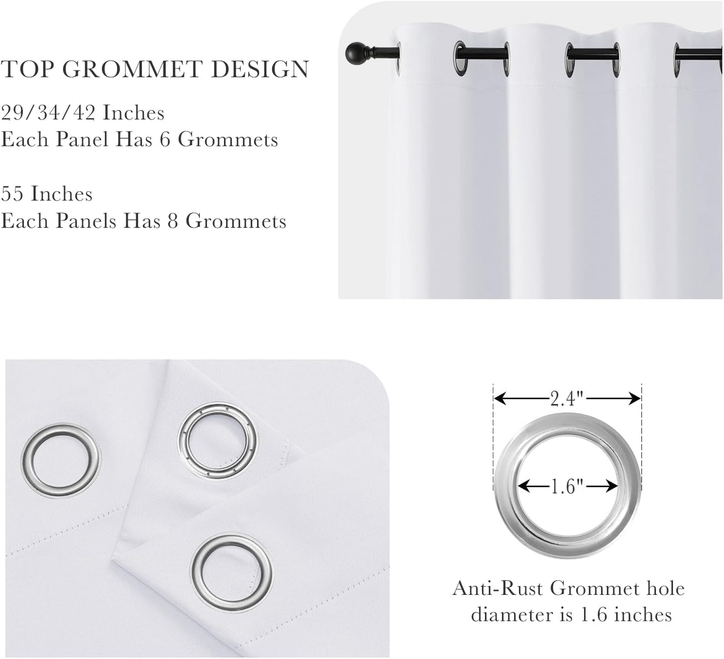 PONY DANCE Black Out Curtains for Bedroom 54 inch Length 2 Panels Set, Thermal Insulated Room Darkening Window Drapes for Living Room, Grommet Top (W34 x L54 Inch, Pure White)