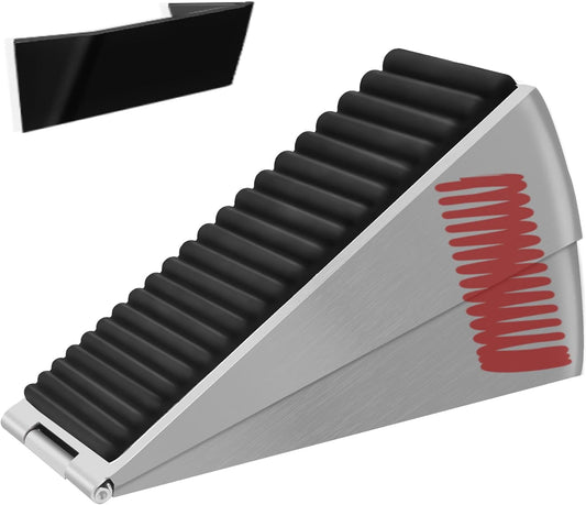 Heavy Duty Door Stopper Adjustable Spring Large Stoppers Wedge, Tall up to 3 Inches Doorstop Stainless steels Made Suits Any Heavy Doors