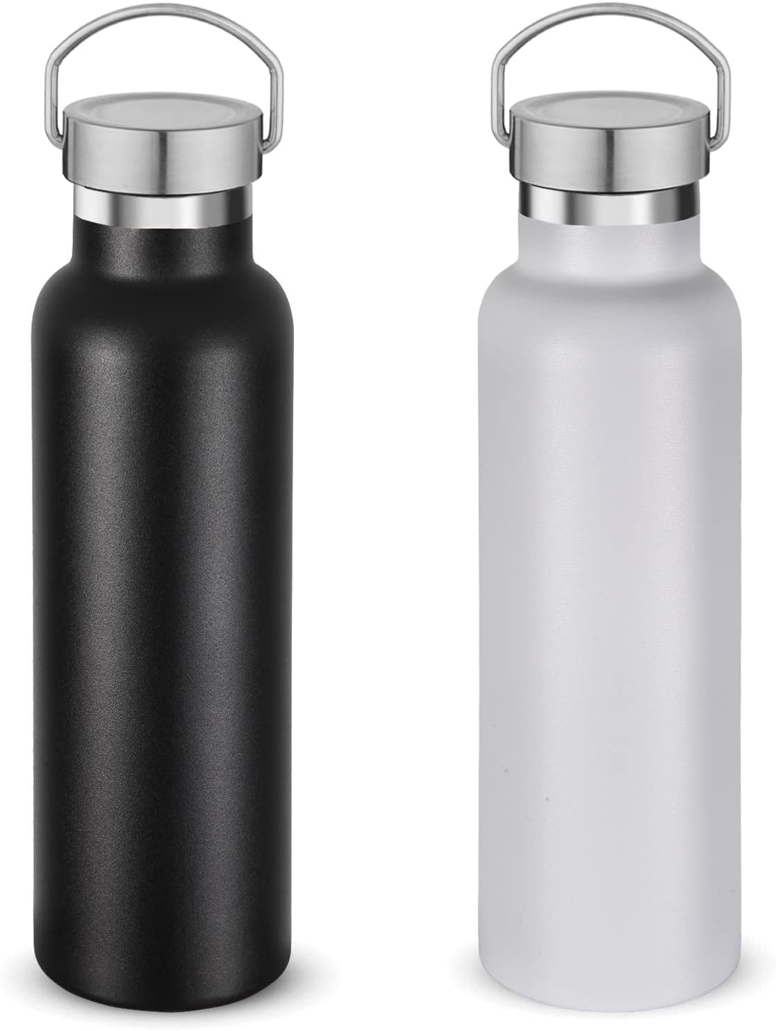 Neihepal 20 oz Insulated Water Bottles Bulk 2 Pack,Stainless Steel Double Wall Sport Bottle with Lid of Handle,Metal Reusable Thermoses Flask for School,Cyclists,Hikers,Gift (Mix,Set of 2)