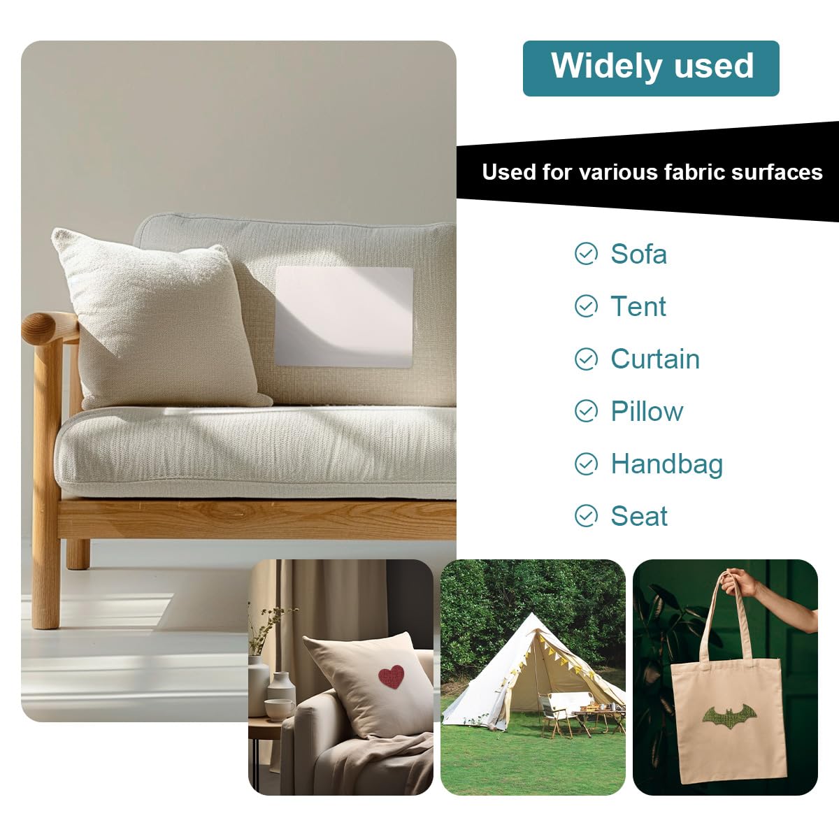 J.CARP 2Pcs Linen Repair Patches, Large Self-Adhesive Fabric Patch for Sofas, Couch, Furniture, Car Seats (8 * 11 inches-2PCS Blue)