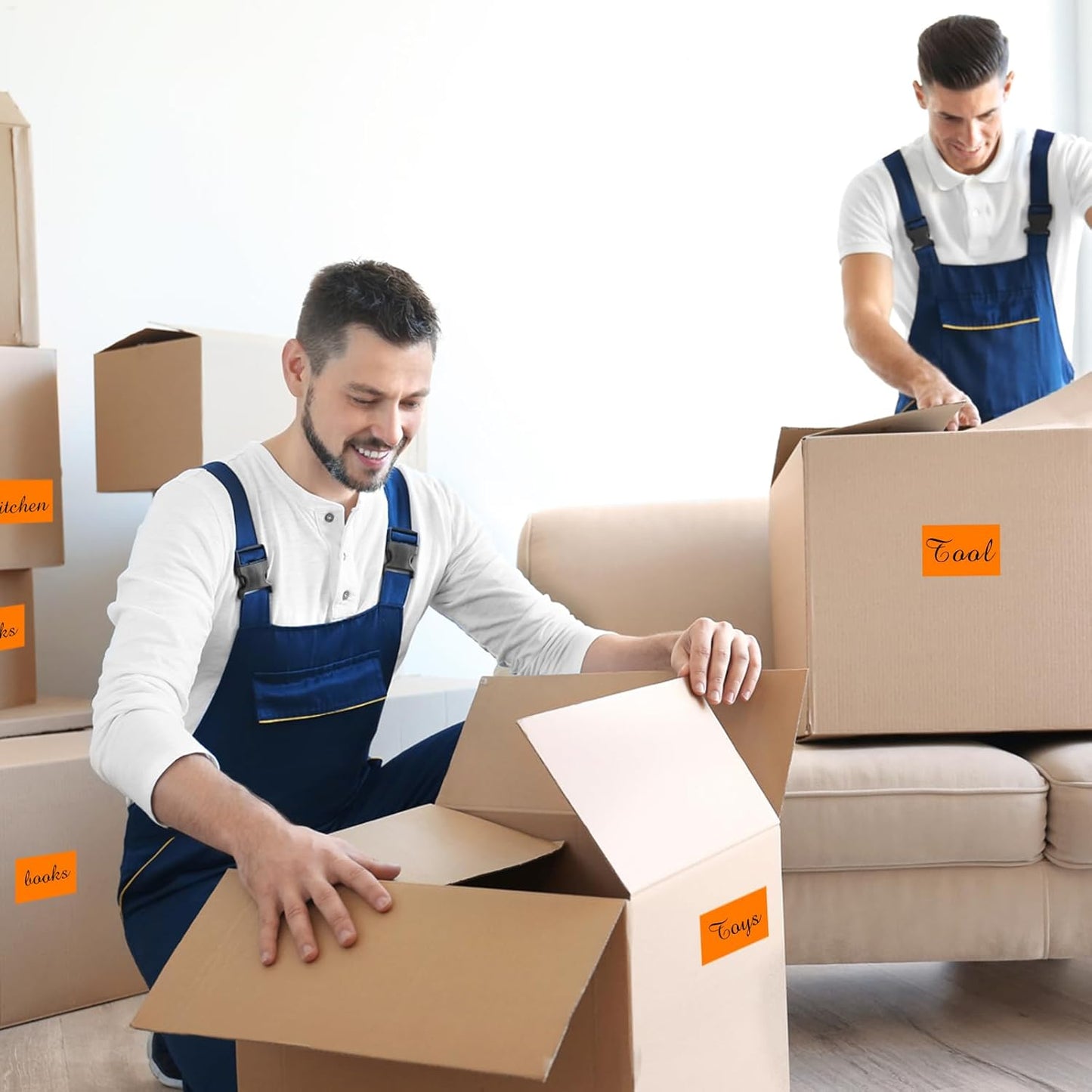 STARLIBOO Neon Colored Labels Stickers 3 x 2 Inch, Rectangle Moving Labels Stickers, 250Pcs Garage Sale Price Stickers, Adhesive Moving Labels for Boxes- Fluorescent Orange