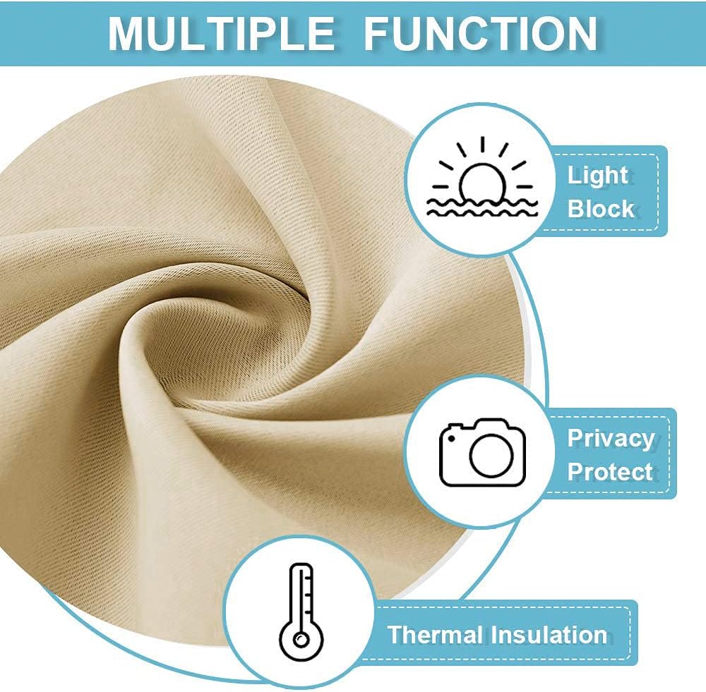 RYB HOME Room Darkening Curtains Small Window Treatment Blackout Draperies Decorate Window for Bedroom Living Room Home Office Loft, W 42 x L 54, Biscotti Beige, 2 Pcs