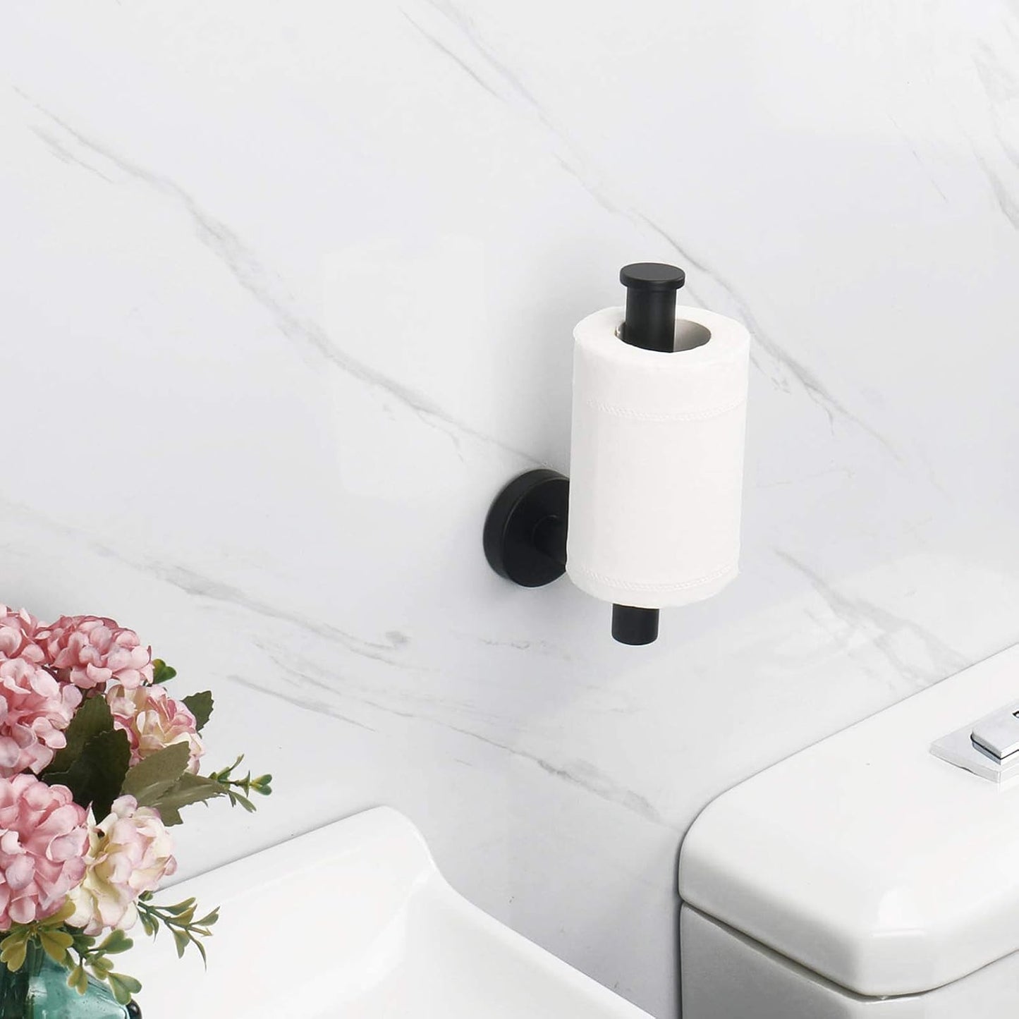NearMoon Bathroom Toilet Paper Holder, Premium SUS304 Stainless Steel Rustproof Wall Mounted Toilet Roll Holder for Bathroom, Kitchen (3 Pack, Matte Black)