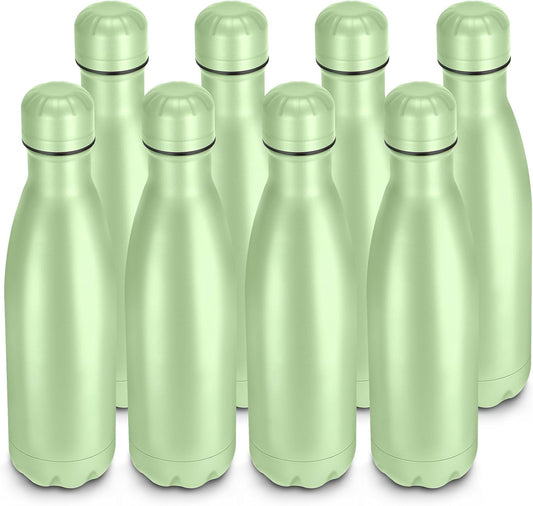 17oz Cola-Bottle Shaped Stainless Steel Leak-proof Water Bottle,Double Wall Vacuum Insulated Metal,Travel Mug For Sports Indoors & Outdoors,BPA-Free Kids Flasks,Green(8 Pack)