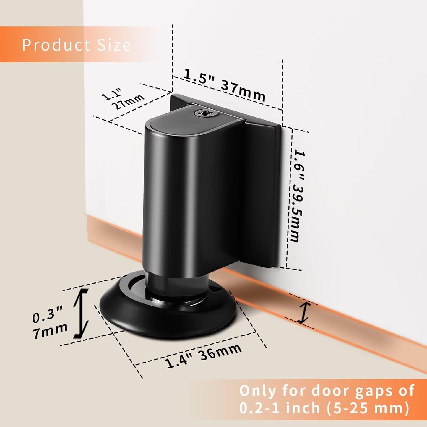 Bak Bo Magnetic Door Stoppers 2 Pack Bottom of Door Holder Keep Door Open No Drilling Magnet Floor Door Stop with Screws and Adhesive Matte Black DS268MB-2