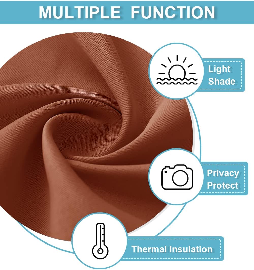 RYB HOME RV Curtains Blackout - Thermal Insulating Privacy Door Windows Camper Curtains for Kids Nursery RV Bunk Bedroom Windows Bathroom, Width 29 x Length 24, Burnt Orange, 2 Pcs
