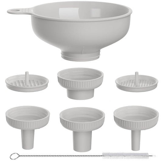 Wide Mouth Kitchen Funnel, Food Grade Plastic Cooking Canning Funnel with 4 Sizes Spouts for Filling Wide and Regular Mason Jars, Spray Dropper Oil Bottle Jug Spices Shampoo Sauce
