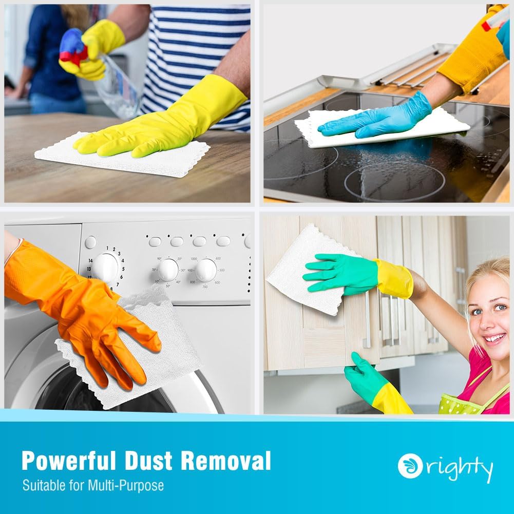 Orighty Cleaning Cloths, Shop Towels 100 Pack, Shop Rags Reusable, Microfiber Cleaning Rags Bulk for Cars, Multi-Purpose Lint Free Towels for Automotive, Mechanic, Kitchen, 11.5’’ x 11.5’’, White