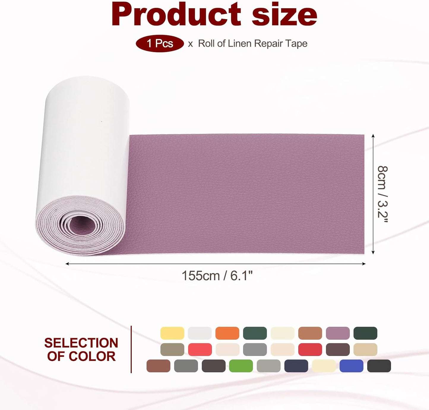 PATIKIL Leather Patches Tape for Furniture, 3.2 x 61 Inch Self Adhesive Vinyl Leather Repair Kit Cover Sheet for Couch, Sofa, Car Seats, Office Chair, Light Purple