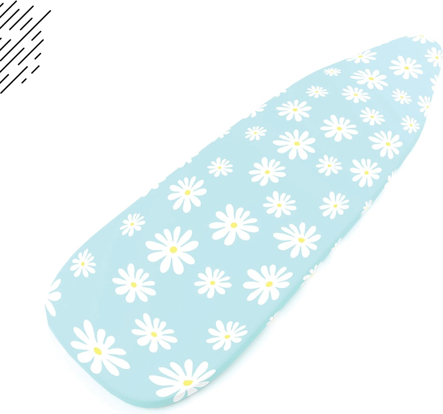 Encasa XO Ironing Board Cover and Pad 54"x15" - Thick 3mm Felt Padding, Drawstring Tightening & Lock, Easy Fit, Scorch & Stain Resistant, Fits Standard Large Ironing Board - Daisy Blue