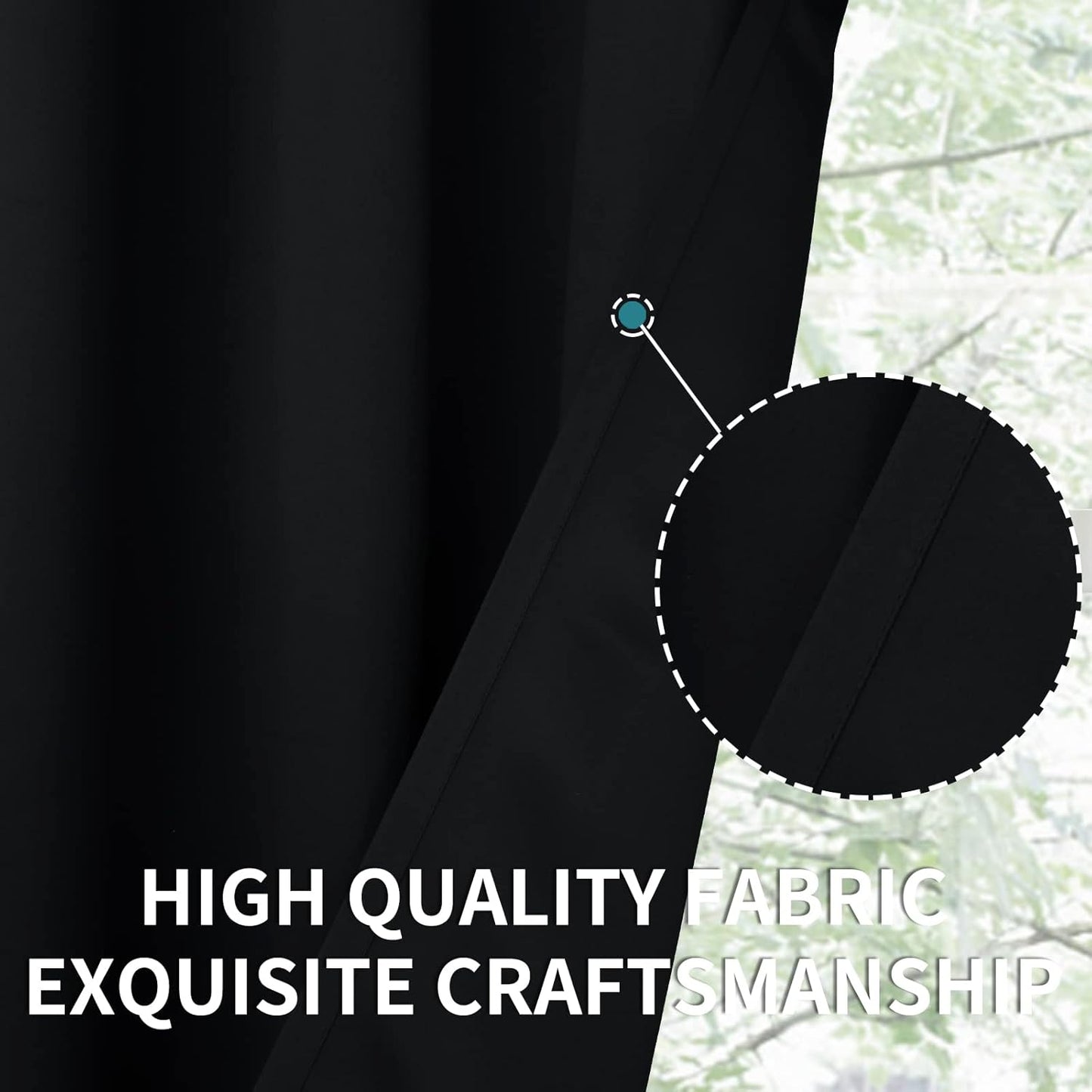 BGment Black Curtains 36 Inches Long for Kithchen Windows Over Sink - Small Drapes Half Window with Rod Pocket Blackout Blinds for Bathroom RV Cafe, 2 Panels, 34 x 36 Inch