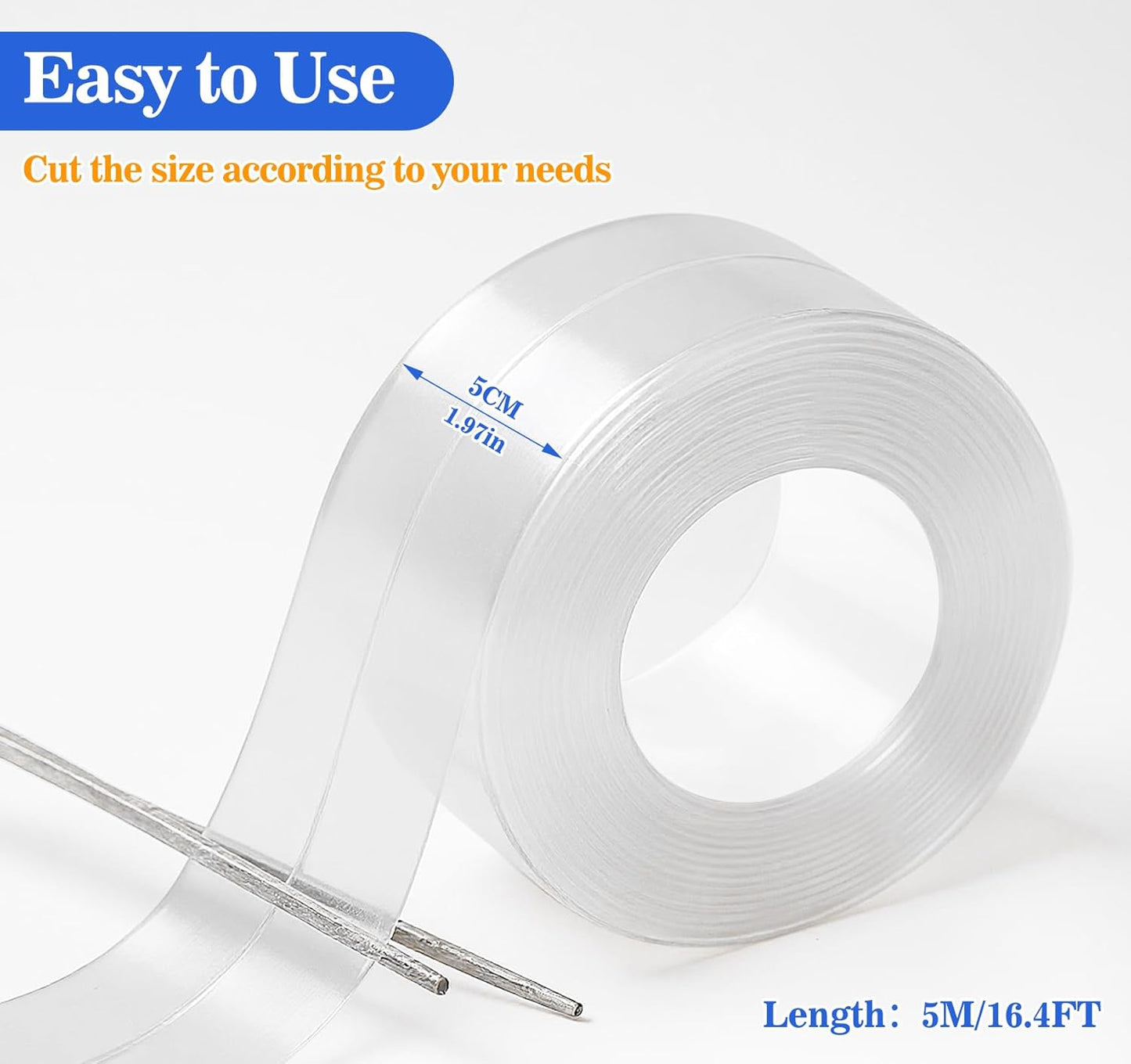 ABSOFINE Caulk Tape Waterproof Self Adhesive, Clear Toilet Caulk Sealant Tape, Shower Seal Strip for Kitchen, Countertop, Bathroom, Sink Bathtub Toilet Edge Protector with Sealing Tool (1.97"x16.4Ft)