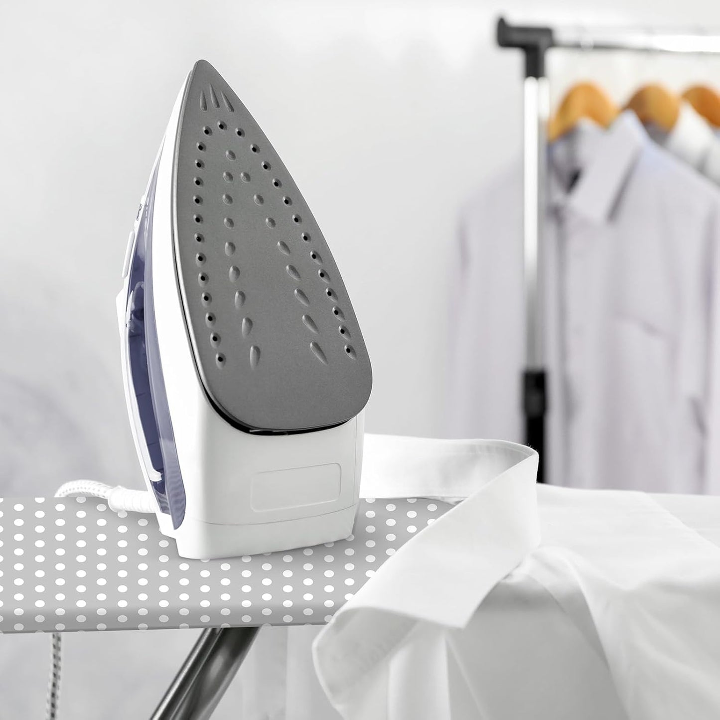 Extra Thick Ironing Board Covers with Pad Standard Size 15x54, Heat Reflective Full Scorch Resistant Padding, Snug Fit Non-Slip Nose Pocket Fastener Straps Elastic Edges, Gray Spotted