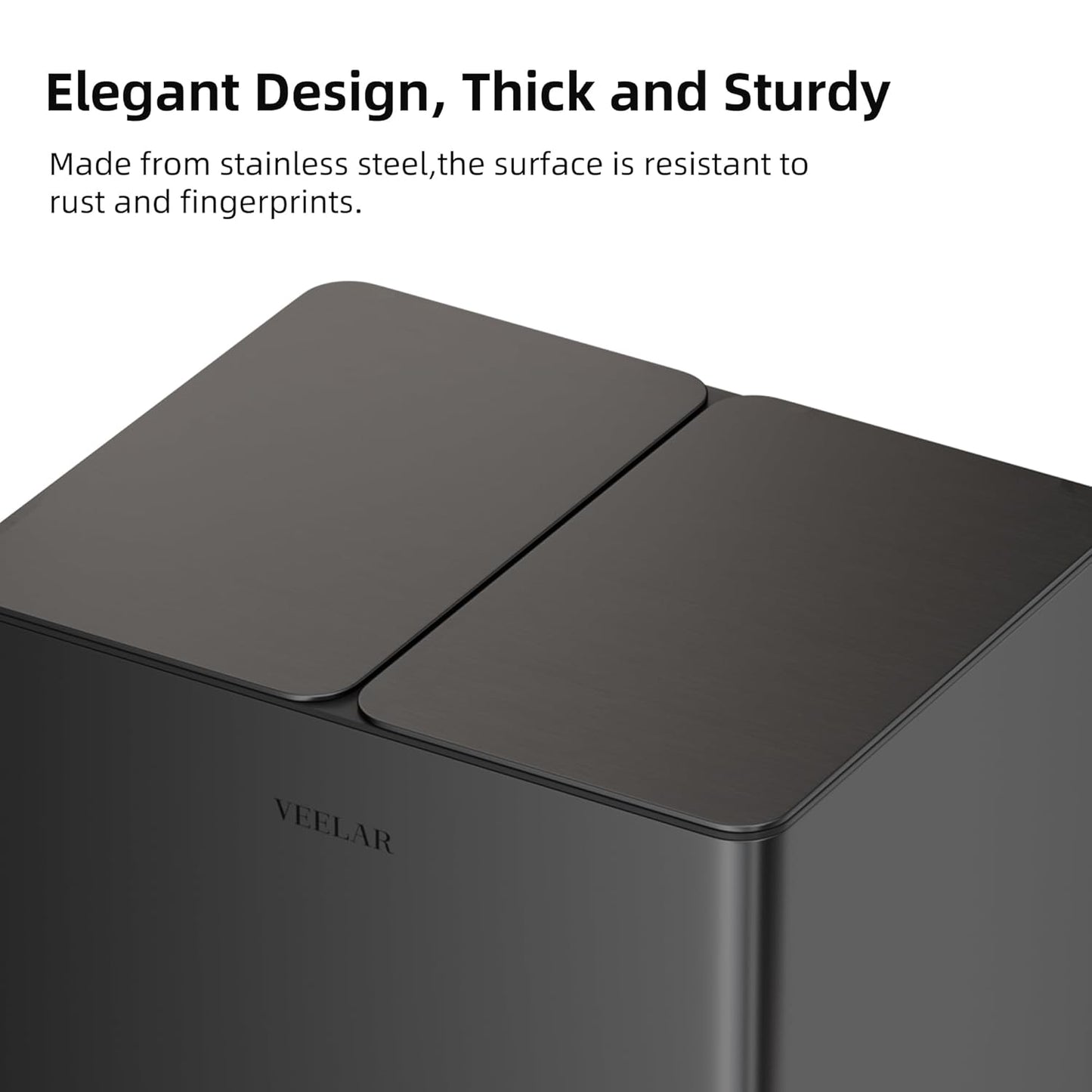 Kitchen Dual Trash Can - Double Touchless Garbage Bins 2 x 4 Gallon (2 x 15 L) with Lid, Stainless Compartment Trash and Recycle Bin Combo