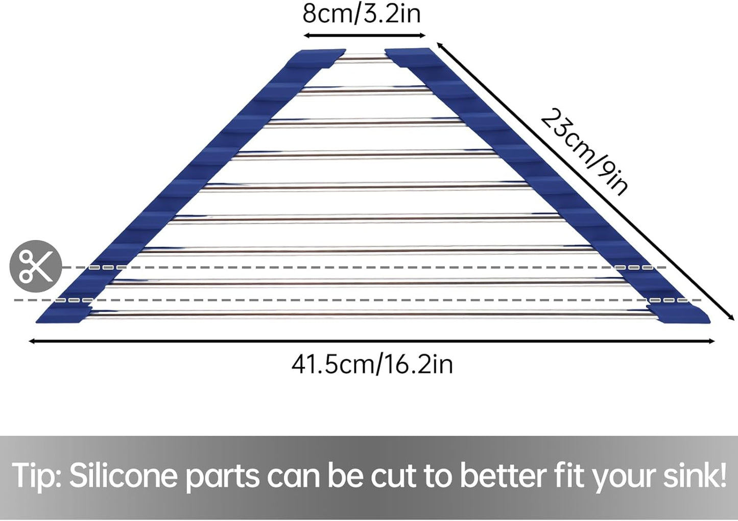Tomorotec Triangle Roll-Up Dish Drying Rack for Sink Corner Small Foldable Stainless Steel Over The Sink Multipurpose Kitchen Drainer Caddy Organizer Storage Shelf Holder (Deep Blue)
