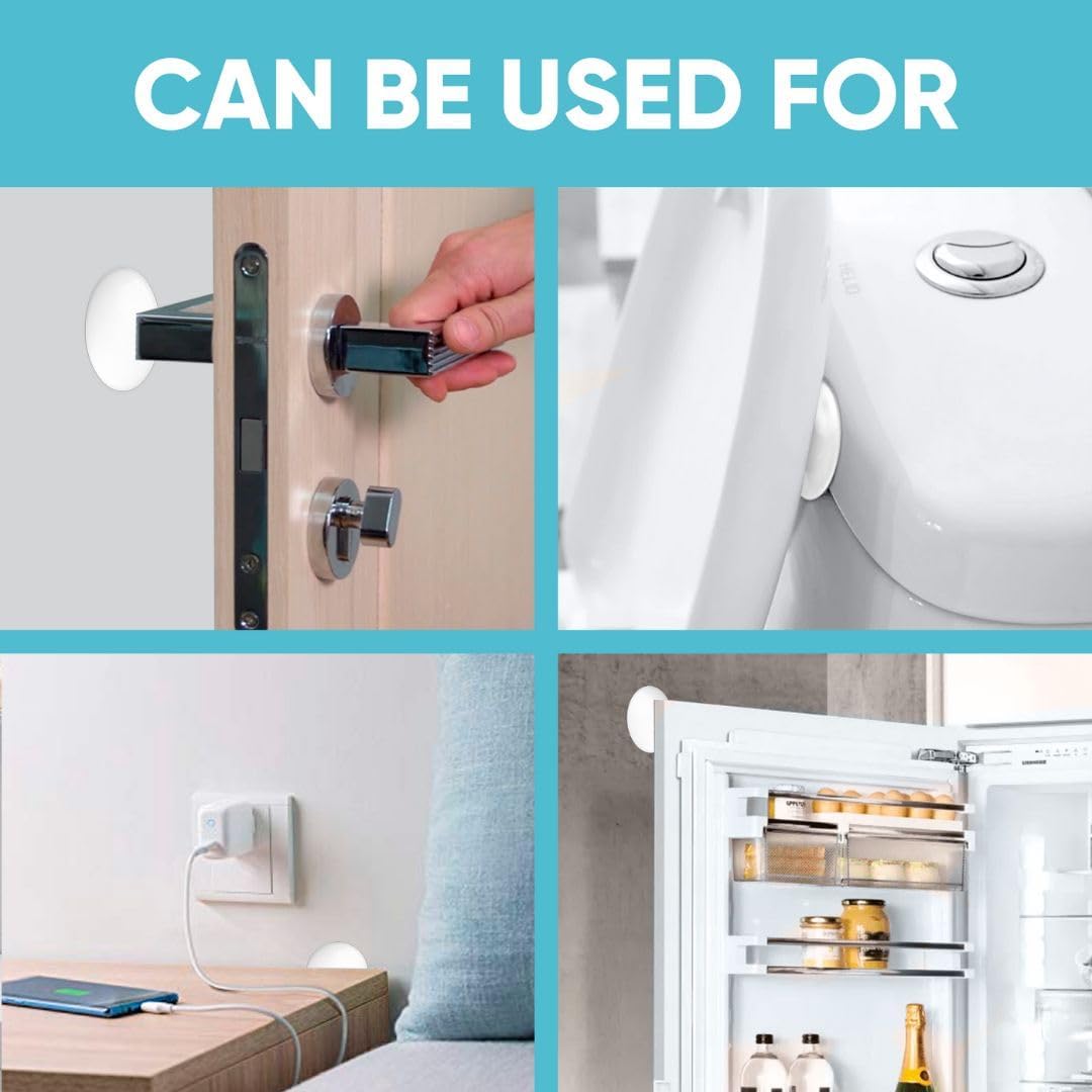 Strongest Home Wall & Door Handle Stopper 3.15" Set 5 Pieces of White Rubber Door Knob Round Wall Shield Cushion, Quiet Wall Protector for Door Handle, Guard Door Bumper Wall - Self Adhesive