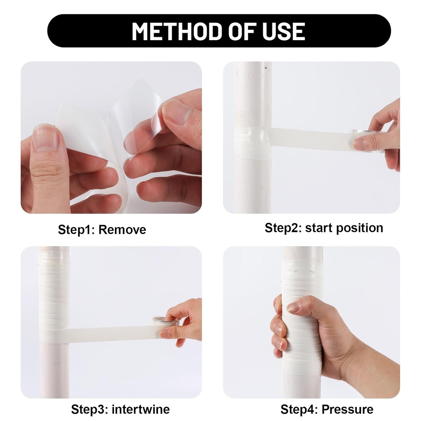Self Fusing Silicone Tape 2 Rolls 1 in x 10' White Waterproof Rescue Tape Rubber Leak Silicone Self-amalgamating Tape for Plumbing, Sealing Pipes, Hose Repair, Outdoor Coax and Tool Fixation