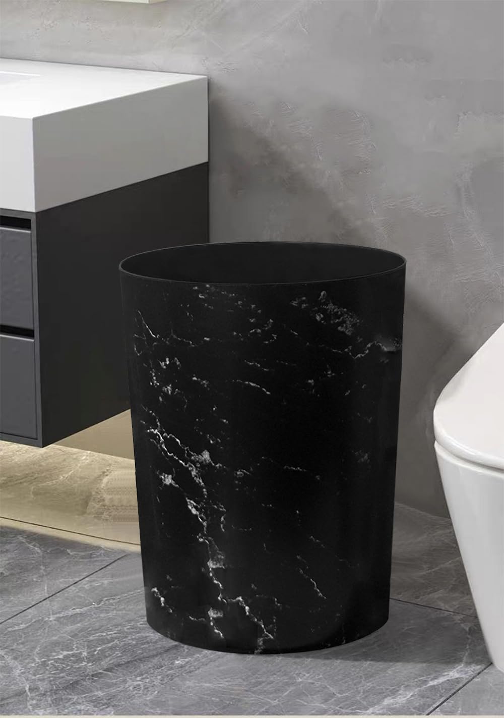 Feisco Small Trash Can for Bathroom, 2 Gallon Trash Can Trash Bin Wastebasket Garbage Can for Kitchen,Bathroom Office, Bedroom,Dorms,Laundry Room (Black, 2 Pack)