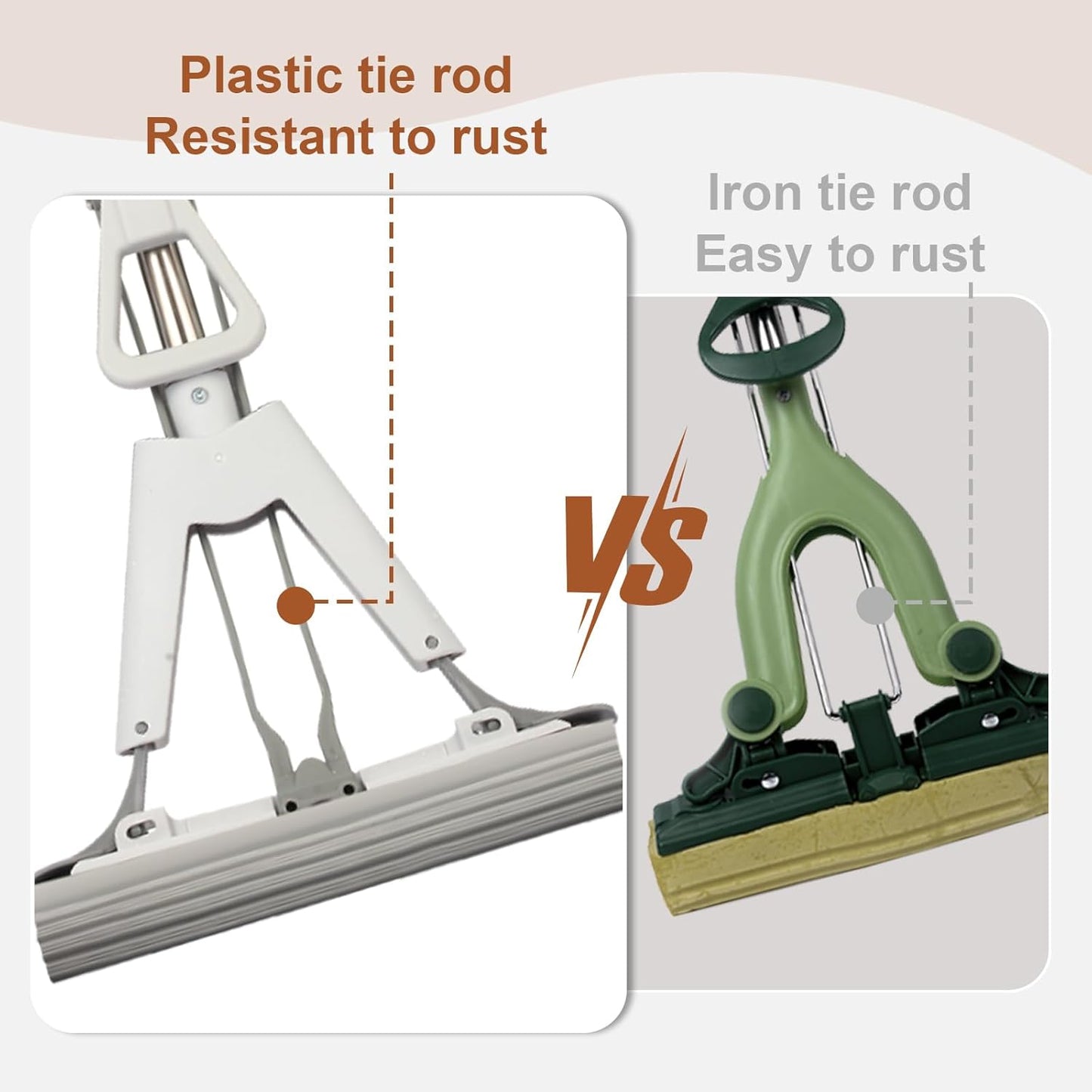 Sponge Mop for Kitchen Bathroom Garage Floor Cleaning Telescope Handle Automatic Wringing Suitable for Tile Marble Wood Floors with 1 Extra Sponge Head