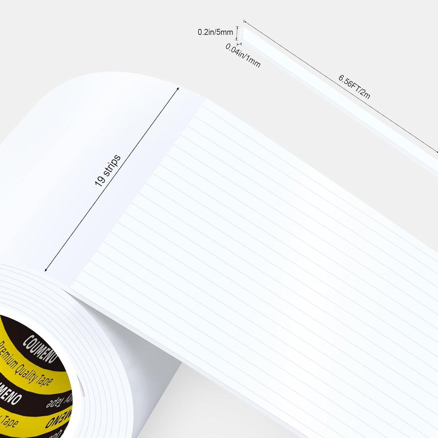 Caulk Sealing Strip for Tiles Bathtub Bathroom Toilet Kitchen,Wall,Corner, Gap Filling Self Adhesive Tape, 0.2in x 6.56FT x 19Strips(125FT Total) Seal Strips for Small Gaps (White)