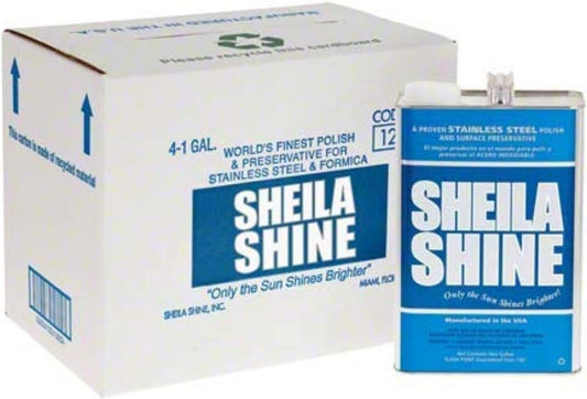 Sheila Shine 4 x 1 Gal. Can Stainless Steel Cleaner and Polish, Protects Household Kitchen Surface, Removes Grease, Fingerprints, Watermark, Stainless Steel Cleaner for Appliances, Fridge, Oven & Sink