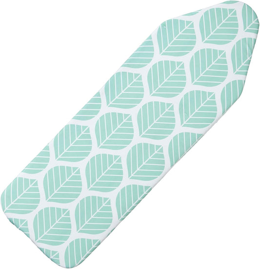 Extra Wide Ironing Board Cover with Padding 18 x 54 inch Heat Reflective with Hook and Loop Fasteners, Thick Padding with Elasticized Edges, 3 Layers Iron Board Cover (Green Leaf)