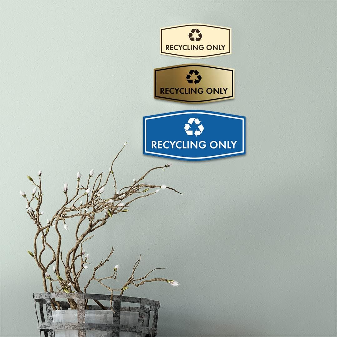 Fancy Recycling Only Sign (White/Red) - Small