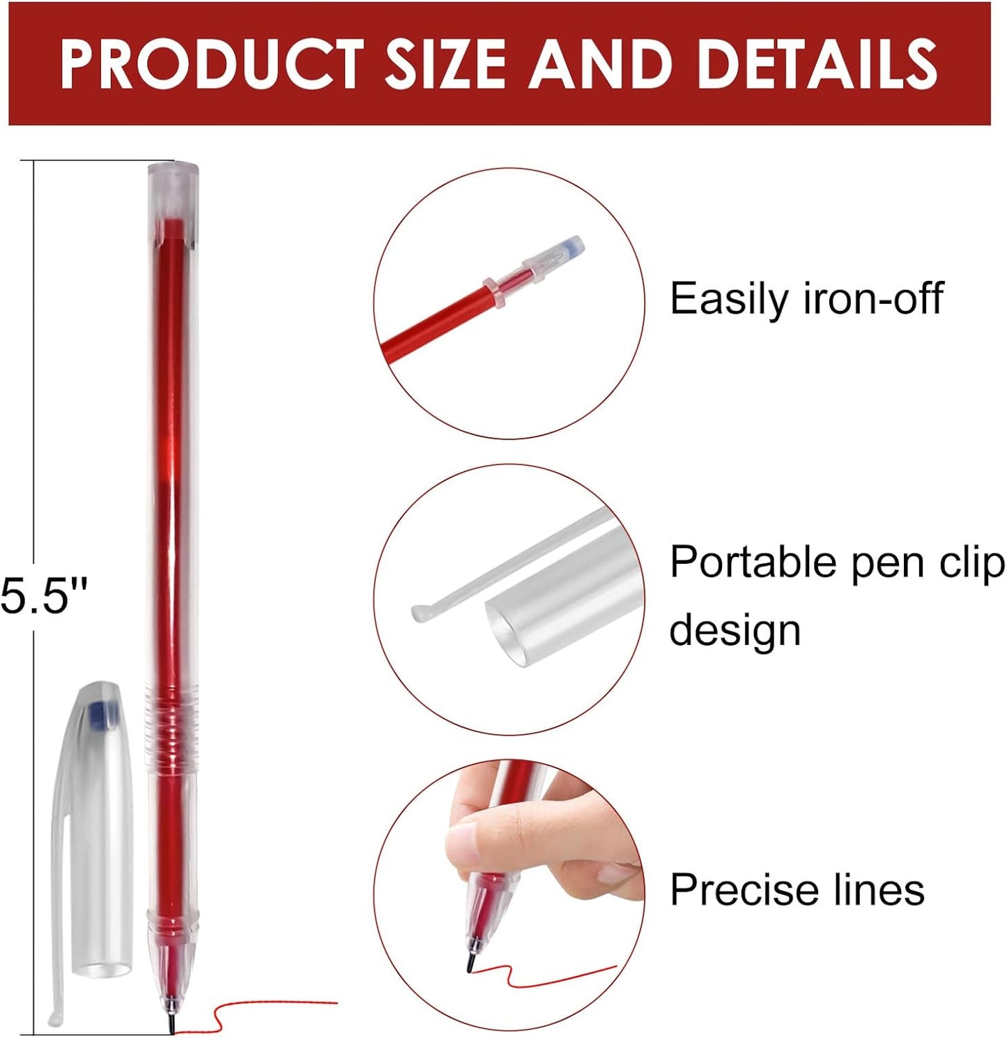 72pcs Heat Erasable Pens for Fabric, Assorted Colors, Fabric Pens for Sewing Erasable for Quilting Sewing DIY Dressmaking Fabrics Tailors Chalk