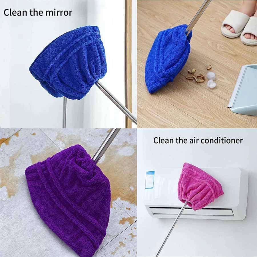 Icexeco Lazy Broom Cover Cloth, Multifunctional Lazy Brooms Cover, Washable Reusable Microfiber Broom Sweeping Refill, Wet & Dry Dual Use, Washable Mop Covers (4PCS-Multicolor)