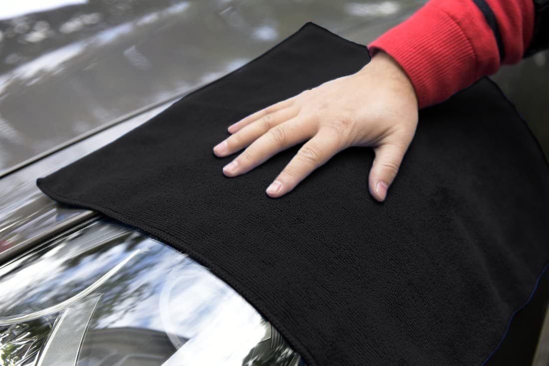 Avalon Towels Microfiber Cleaning Cloths (Value Pack of 36) Size 16" x 16", Highly Absorbent Cleaning Rags, Lint Free Cleaning Towels, Reusable and Washable, Microfiber Towels for Cars (Black)