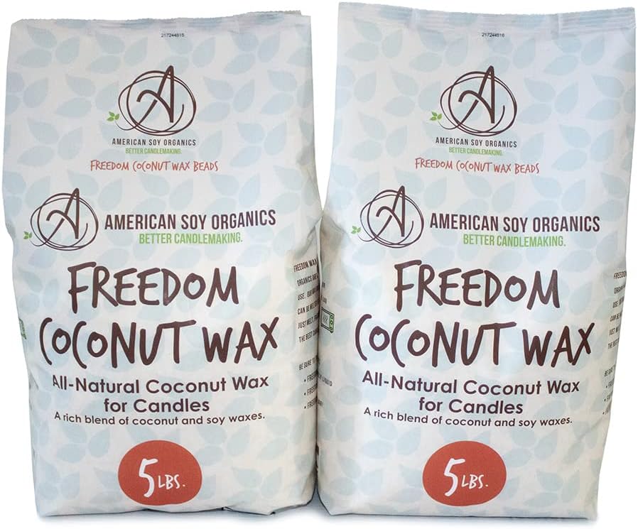 American Soy Organics Freedom Coconut Soy Wax Beads for Candle Making - Natural Candle Making Supplies - Paraffin-Free,Beeswax-Free Coconut Candle Wax for Container Candles,Tealights,Wax Melts 10 lbs