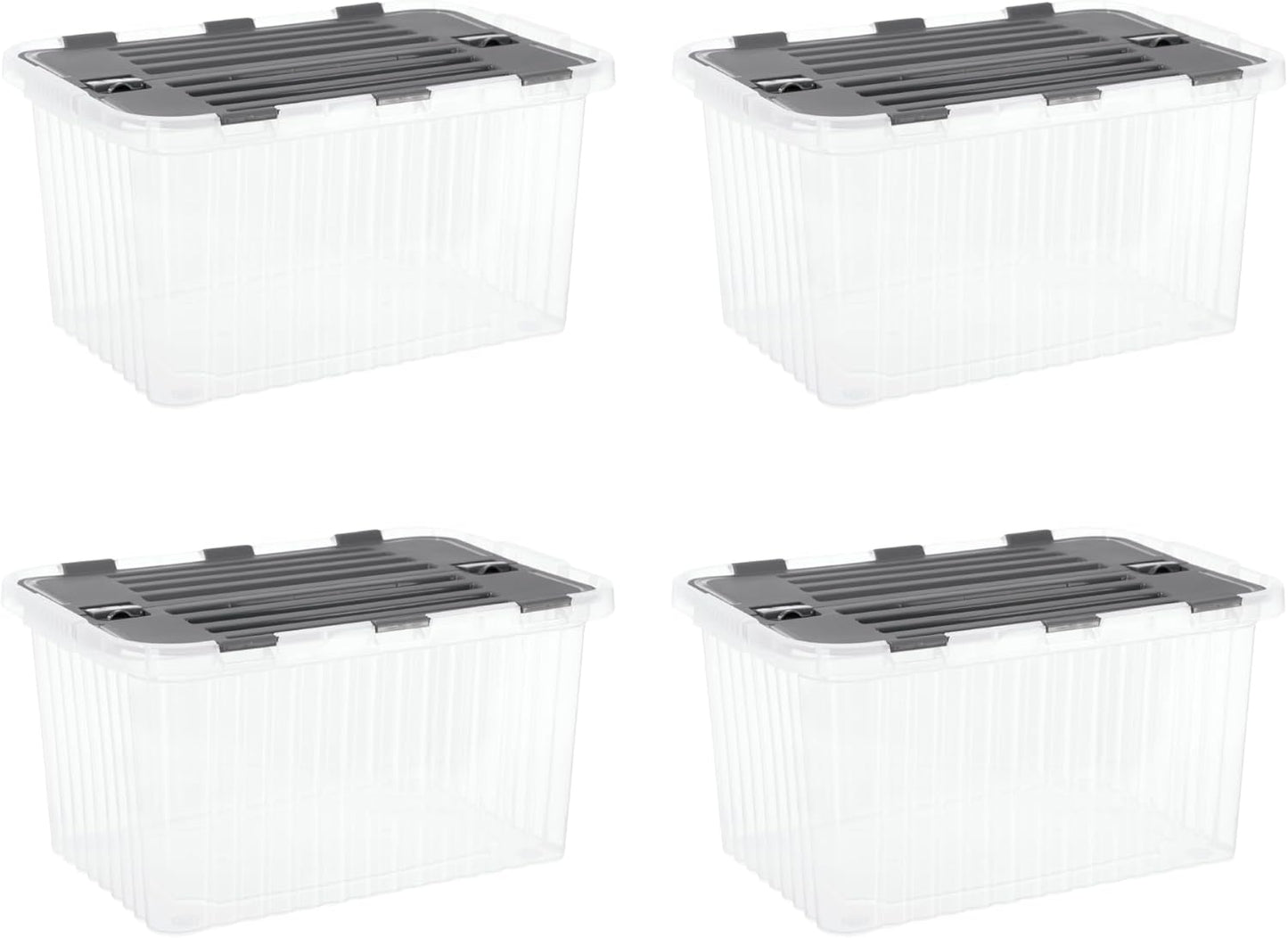 Superio Storage Bins with Lids, Clear Plastic Containers for Organizing, Stackable Totes, BPA Free, Odor Free, Organizer Boxes for Home, and Dorm (4 Pack, 20.25"x14"x10.5")