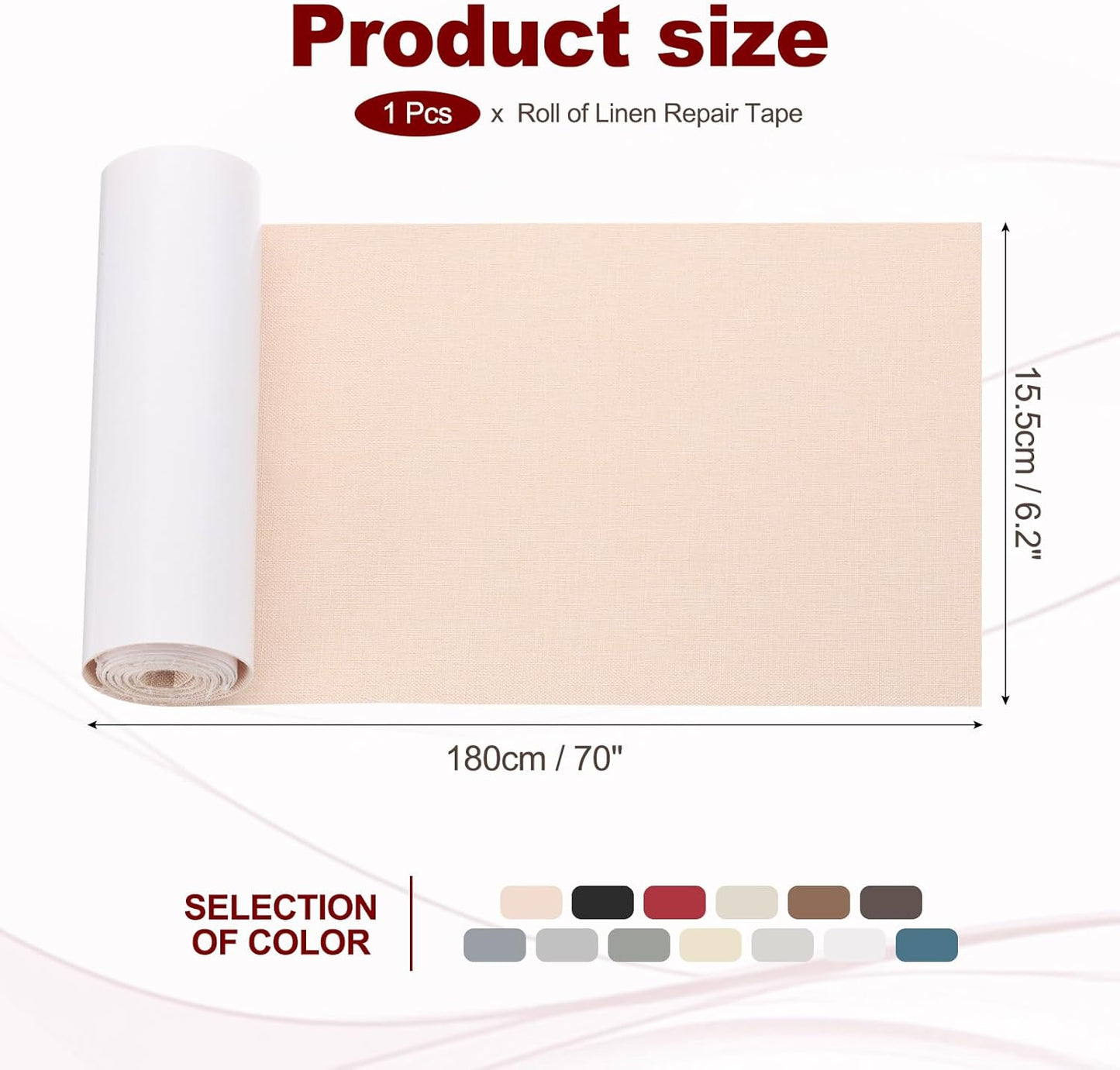 PATIKIL 70x6.2 Inch Linen Repair Tape, Repair Fabric Patch Self Adhesive Couch Patch Line Repair Patch for Furniture Sofa Car Seats Office Chairs, Light Beige