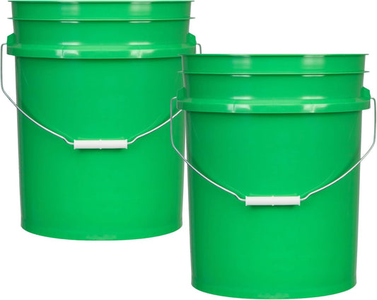 House Naturals 5 Gallon Premium HPDE Plastic Bucket - Made in USA Food Grade Storage Container, BPA Free All Purpose Pail (2, Green)
