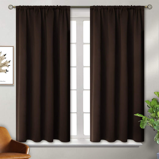 BGment Rod Pocket Blackout Curtains for Bedroom - Thermal Insulated Room Darkening Curtain for Living Room, 42 x 54 Inch, 2 Panels, Brown