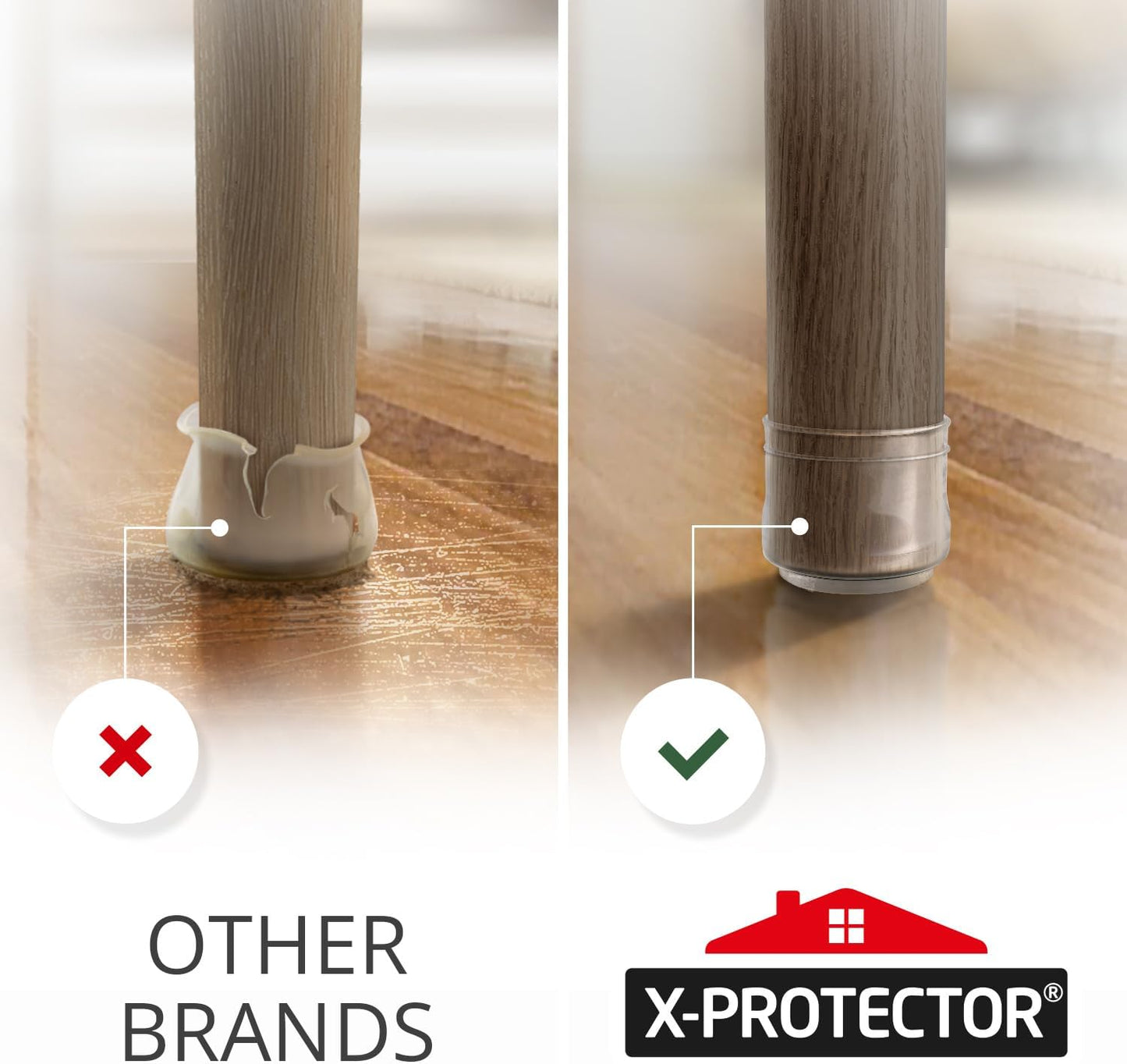 X-Protector Silicone Chair Leg Floor Protectors with Non-Slip Furniture Pads - 24 PCS 1.3" - 2" - Anti-Slip Chair Leg Covers - Non-Skid Furniture Leg Caps - Furniture Pads for Hardwood Floors!