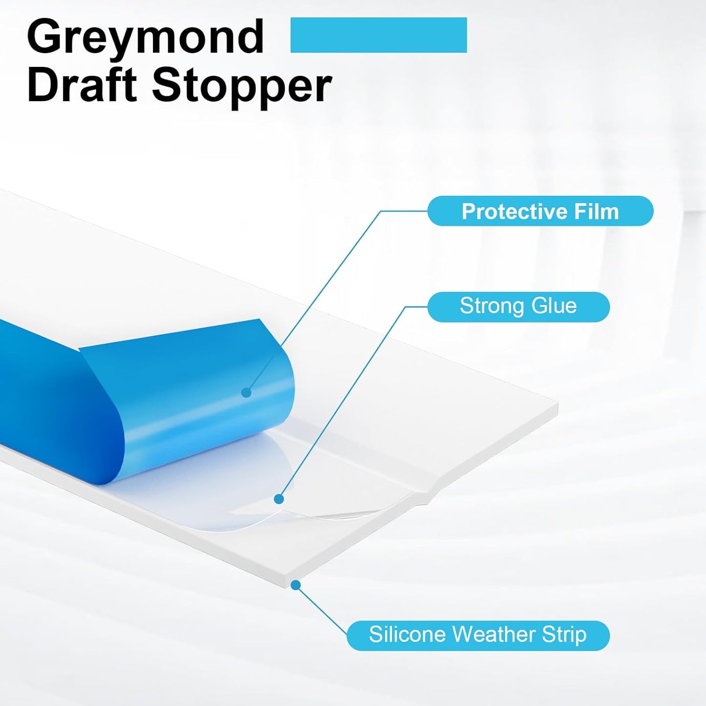 Weather Stripping Door Seal, Silicone Strip for Frame and Gaps Draft Stopper,Glass Shower Door Sweep, White, 20 Feet x 2 Inch