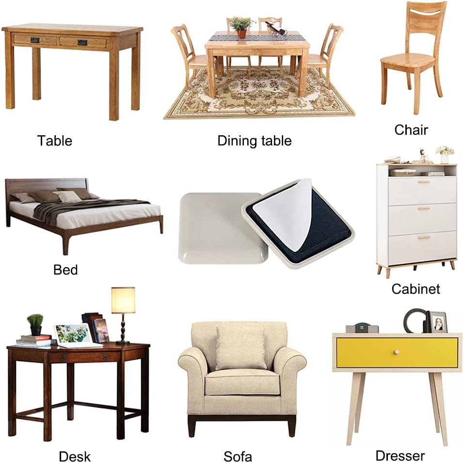 Stick Furniture Sliders, 40mm 16pcs Furniture Glides for Easy Moving on Carpet Hardwood (Beige)