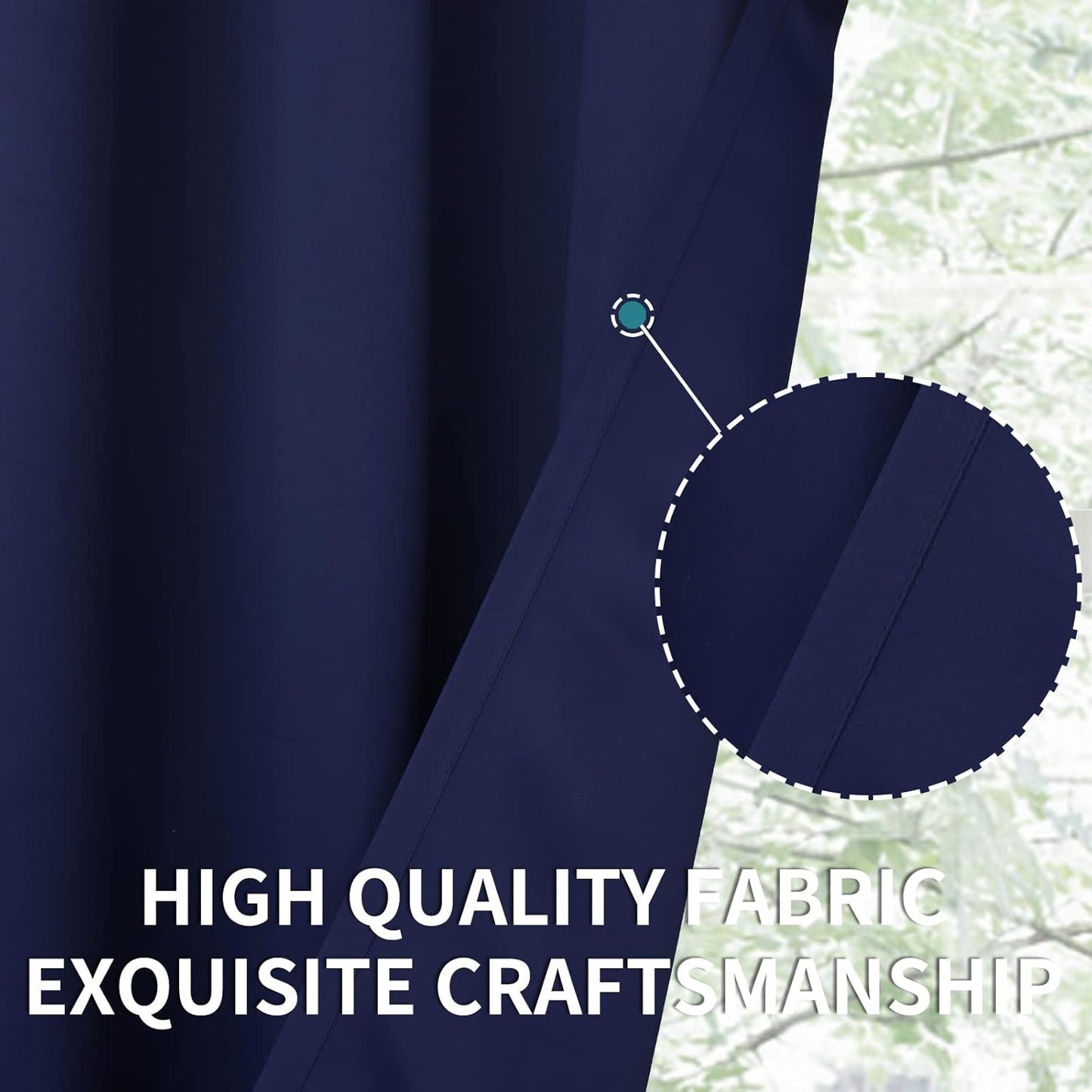 BGment Rod Pocket Blackout Curtains for Bedroom 84 Inches Length - Thermal Insulated Room Darkening Curtain for Living Room, 42 x 84 Inch, 2 Panels, Navy Blue