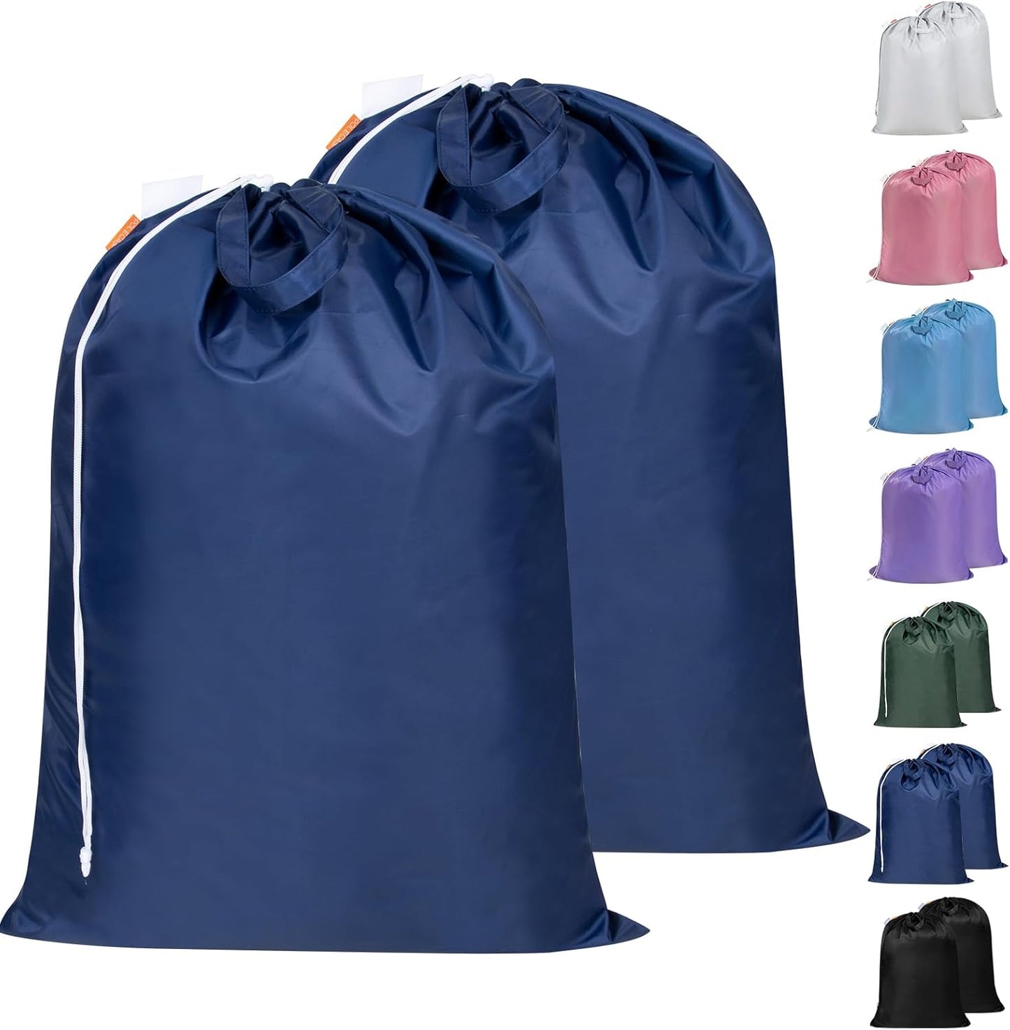 Polecasa Heavy Duty Large Laundry Bag with 130gsm Tear Resistant Fabric and Handles, Easy to Carry Dirty Clothes Drawstring Bag,Perfect for College Dorm, Travel, 2 Pack 28”x36”, Navy