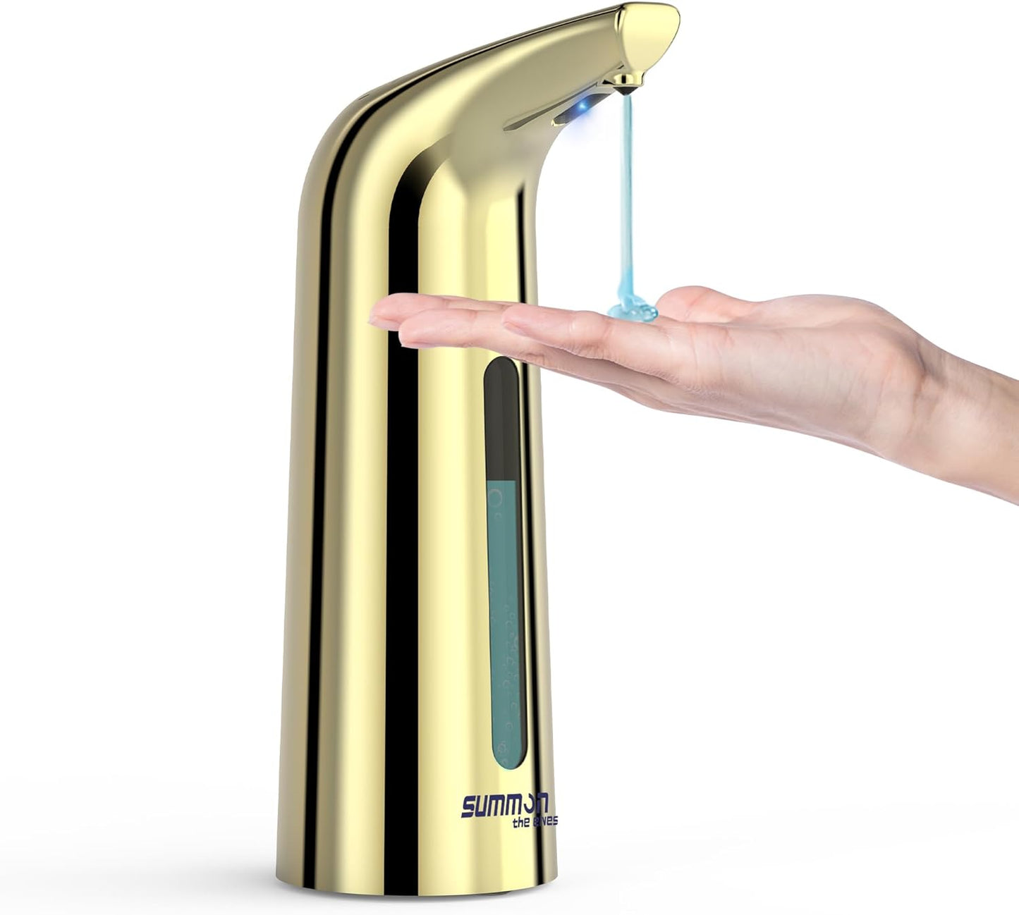 Automatic Liquid Soap Dispenser Touchless,400ML Hand & Dish Countertop Gold Electric Dispenser with Sensor,Modern 4 Gear Adjustable Waterproof Battery Operated Kitchen Auto Soap Pump