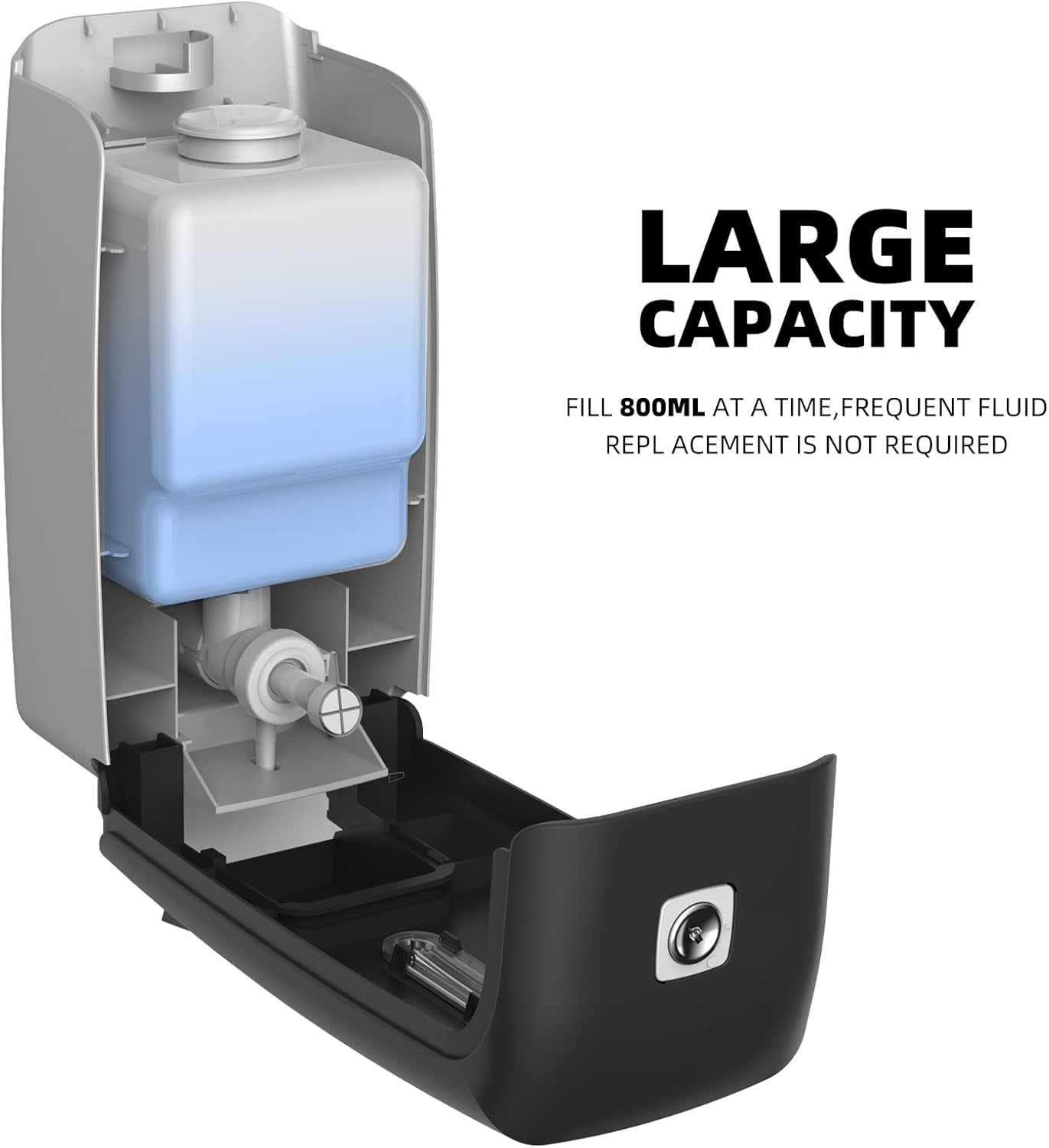 Soap Dispenser Wall Mount Adhesive Commercial Soap Dispenser 800ml No Drill Hand Sanitizer Dispenser for Bathroom Support Liquid and Gel,Black-PN9088