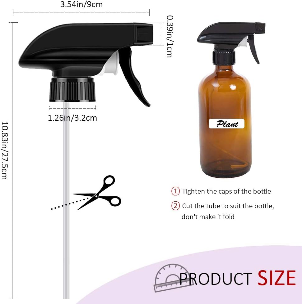 AMORIX 12PCS Spray Bottle Nozzle Trigger Sprayer Black Spray Top - Heavy Duty Replacement Nozzle with Mist Stream Sprayer, Fits 28/400 Boston Spray Nozzle for Bottles, Gardening, Cleaning Solutions