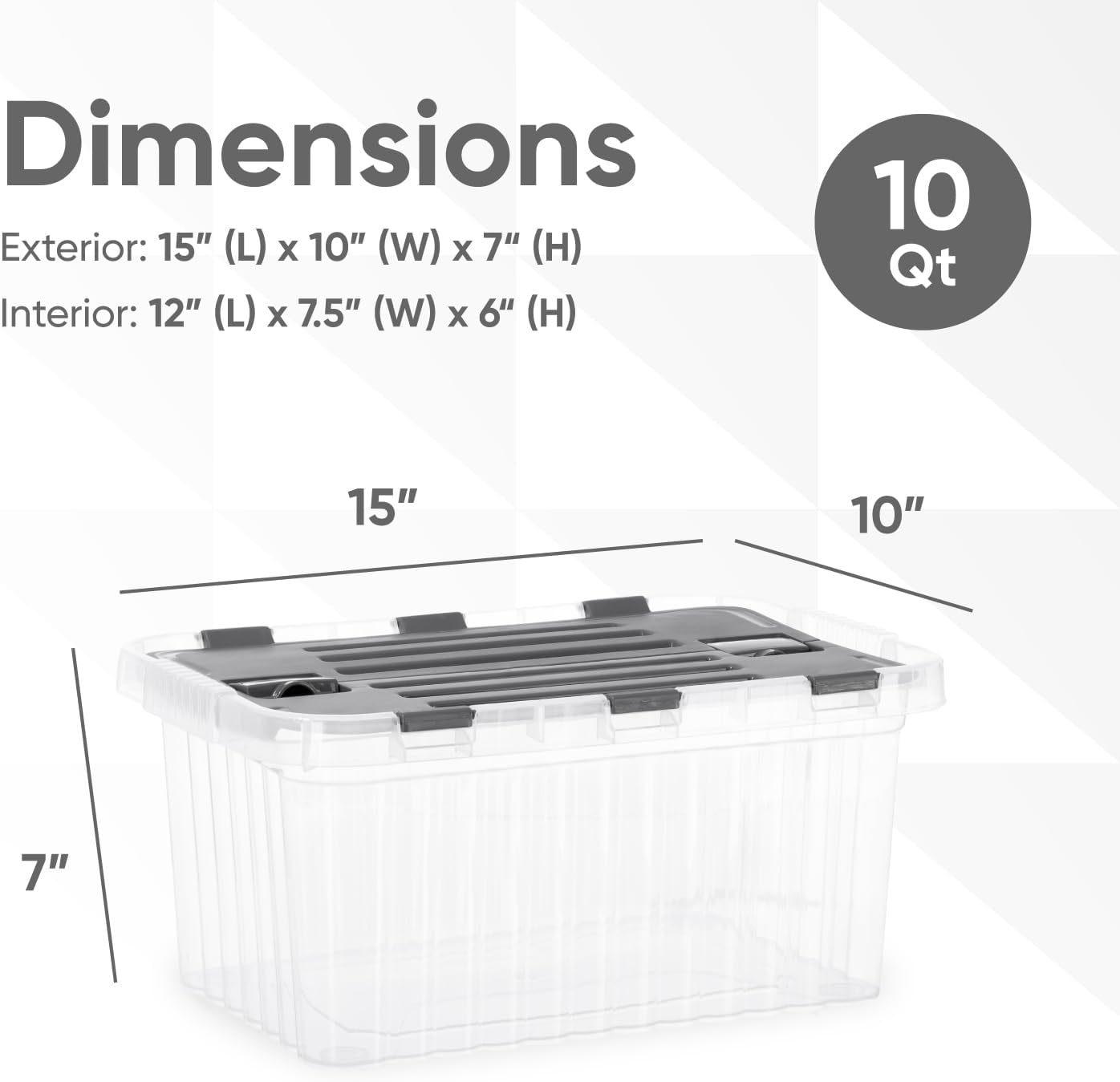 Superio Storage Bins with Lids, Clear Plastic Containers for Organizing, Stackable Totes, BPA Free, Odor Free, Organizer Boxes for Home, and Dorm (2 Pack, 15"x10"x7")
