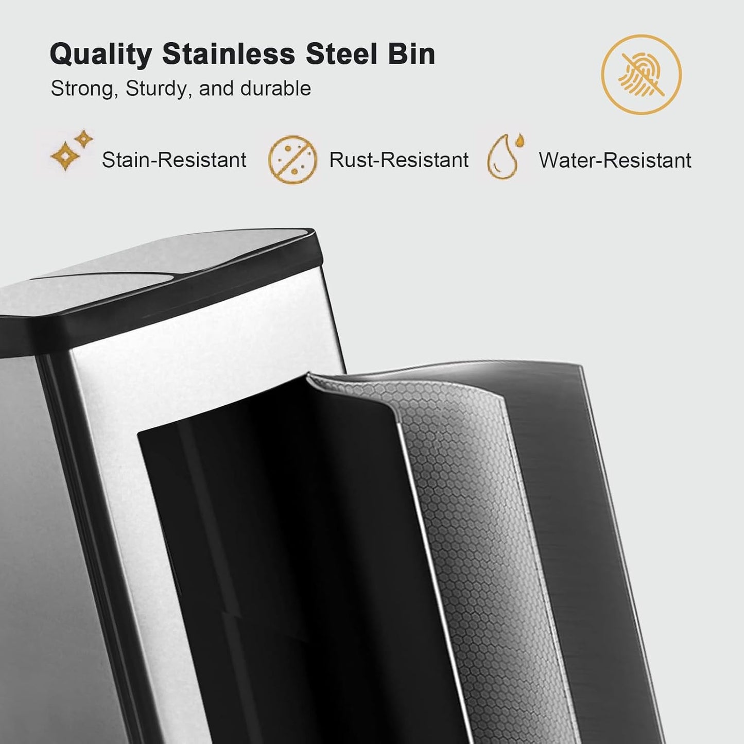 Dual Trash Can, 60 Liter/16 Gallon Dual Bin Trash Can with Lids, Trash and Recycling Bin Combo, Hands-Free Stainless Steel Kitchen Garbage Can, Silver Recycling Waste Bin for Home, Office
