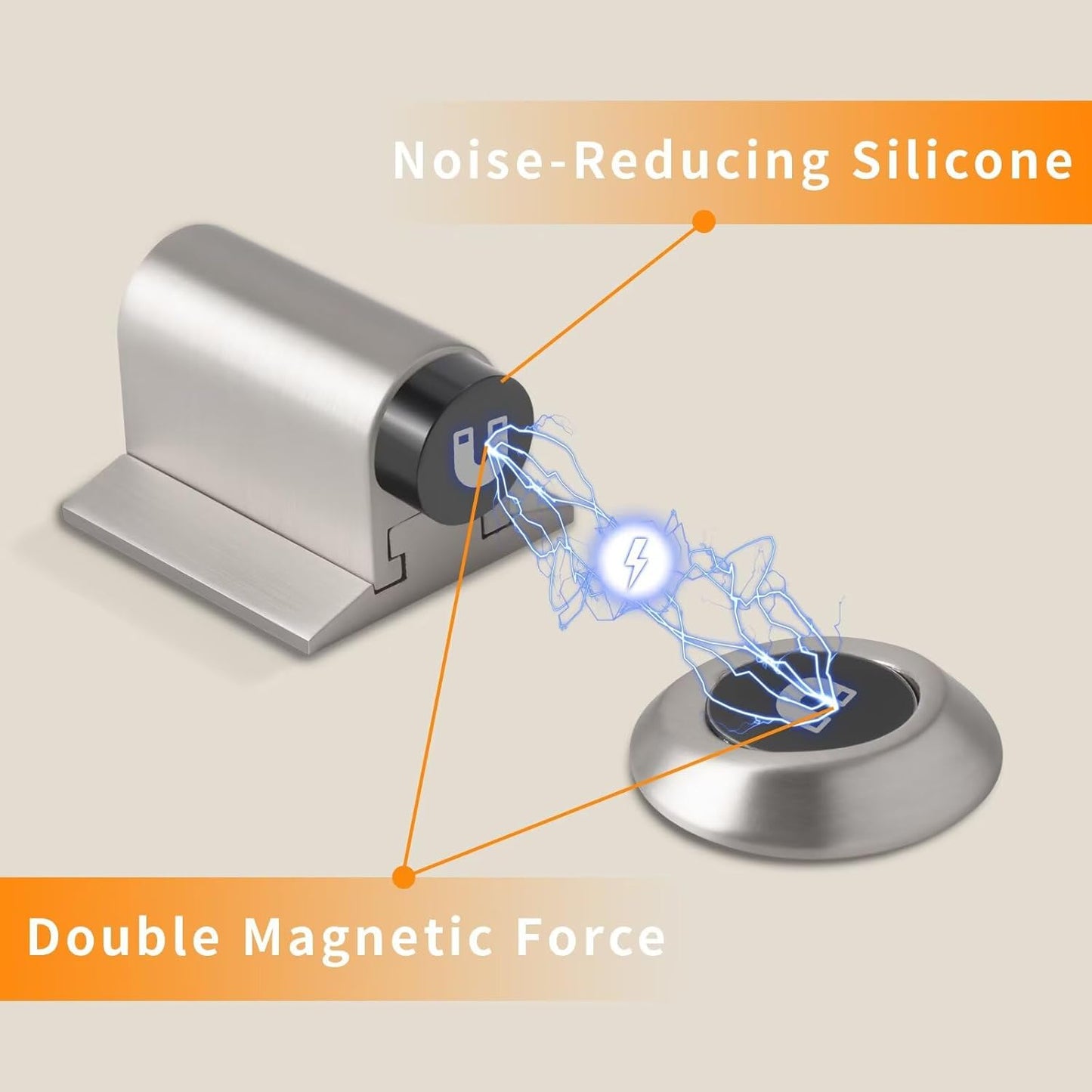 Bak Bo Magnetic Door Stoppers 4 Pack Bottom of Door Holder Keep Door Open No Drilling Magnet Floor Door Stop with Screws and Adhesive Brushed Nickel DS268BN-4