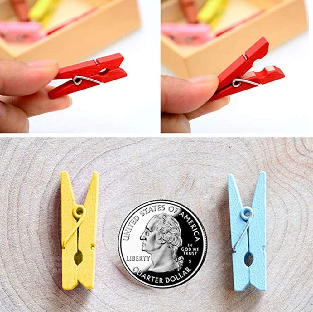 DurReus Small Clothespins Decorations Display Art Project Wood Kitchen Clips Chip Bags Clothesline Pins with Twine Pack 50 White