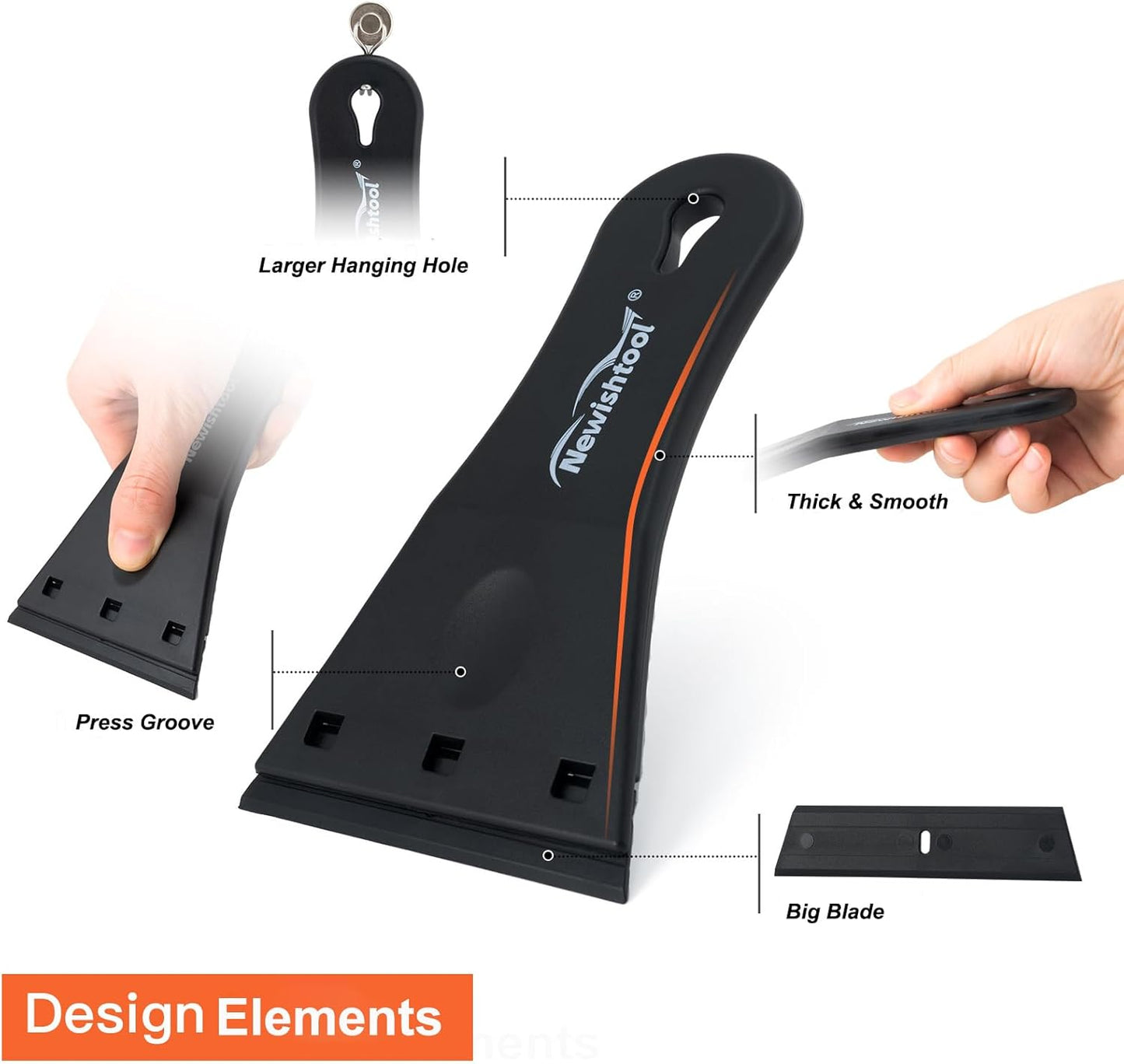 NewishTool Plastic Razor Scraper with 3-Inch Blade, Pack of 2 with 20 Extra Blades for Glue Residue Labels, Decals & Stickers on Windows & Glass