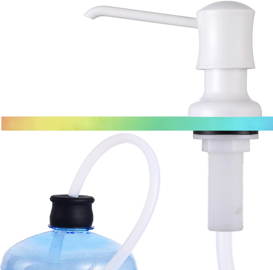 Sink Soap Dispenser for Kitchen Sink White Upgrade with 40" Silicone Extension Tube Kit, Connect to Your Soap Bottle Directly